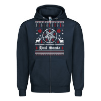 Navy hail santa ugly christmas sweater   sweatshirt Zipper Hoodie - artisFamous