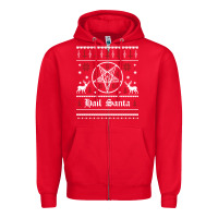 Red hail santa ugly christmas sweater   sweatshirt Zipper Hoodie - artisFamous