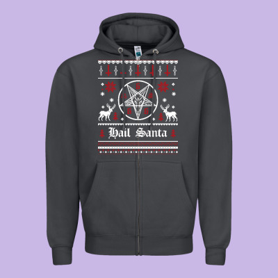 Hail Santa Ugly Christmas Sweater   Sweatshirt Zipper Hoodie Designed By Artisfamous