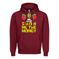 Burgundy mr krabs show me the money Zipper Hoodie - artisFamous