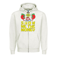 Oatmeal Heather mr krabs show me the money Zipper Hoodie - artisFamous