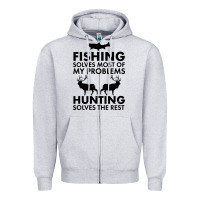 Heather Grey funny fishing and hunting Zipper Hoodie - artisFamous