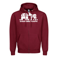 Burgundy everyone poops Zipper Hoodie - artisFamous