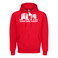 Red everyone poops Zipper Hoodie - artisFamous
