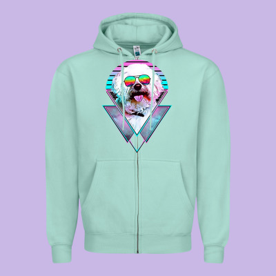 Bichons Frise Dog Vintage Zipper Hoodie Designed By Artisfamous