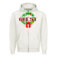Oatmeal Heather chest nuts Zipper Hoodie - artisFamous