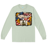 Matcha Western 4th Of July Lama Background Long Sleeve Tee - LillyAllenDesigns