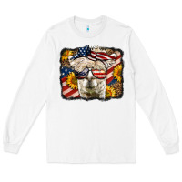 White Western 4th Of July Lama Background Long Sleeve Tee - LillyAllenDesigns