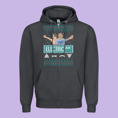 Pardon My Take Electric Avenue Ugly Christmas Sweater Zipper Hoodie Designed By Artisfamous