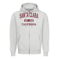 Dove Grey santa clara cali ca vintage athletic sports design Zipper Hoodie - artisFamous