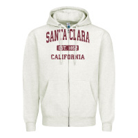 Oatmeal Heather santa clara cali ca vintage athletic sports design Zipper Hoodie - artisFamous