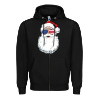 Black santa claus  u.s.a sunglasses christmas in july santa Zipper Hoodie - artisFamous