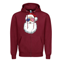Burgundy santa claus  u.s.a sunglasses christmas in july santa Zipper Hoodie - artisFamous