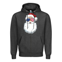 Charcoal Heather santa claus  u.s.a sunglasses christmas in july santa Zipper Hoodie - artisFamous