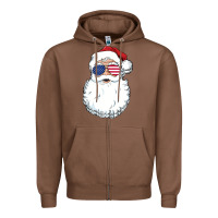 Chestnut santa claus  u.s.a sunglasses christmas in july santa Zipper Hoodie - artisFamous