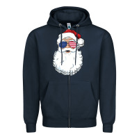 Navy santa claus  u.s.a sunglasses christmas in july santa Zipper Hoodie - artisFamous