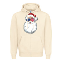 Sandshell santa claus  u.s.a sunglasses christmas in july santa Zipper Hoodie - artisFamous