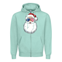 Seafoam santa claus  u.s.a sunglasses christmas in july santa Zipper Hoodie - artisFamous
