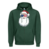Sports Green santa claus  u.s.a sunglasses christmas in july santa Zipper Hoodie - artisFamous
