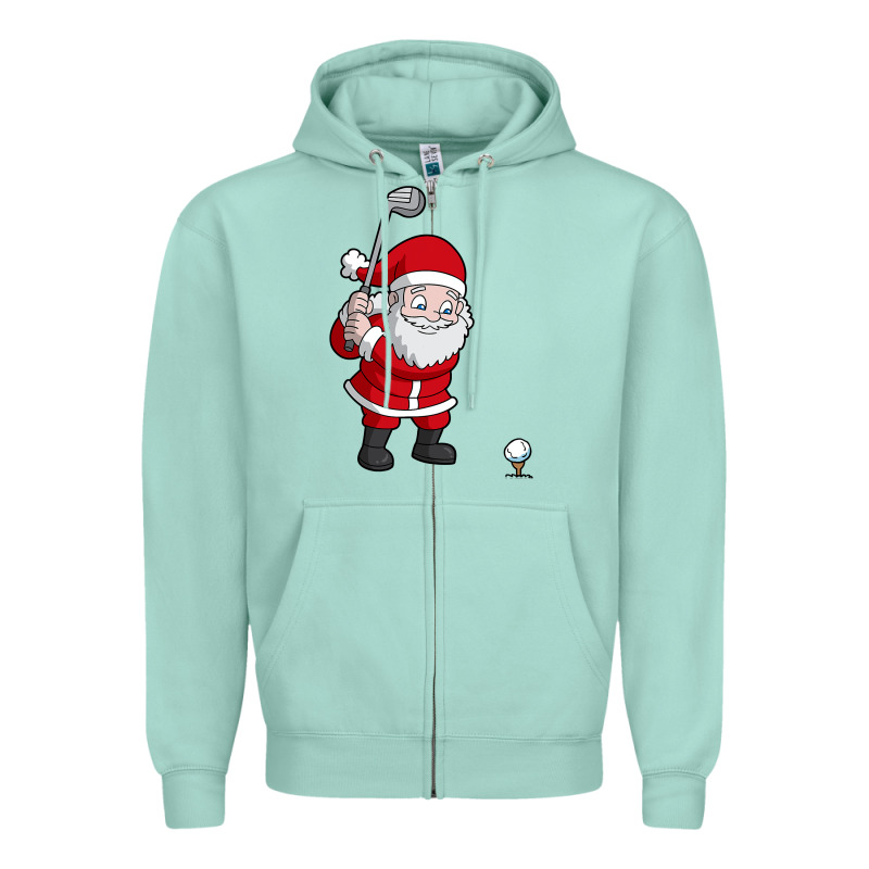 Santa Claus Golf Christmas Golfer Golfing Gift Zipper Hoodie by artisFamous | Teevron