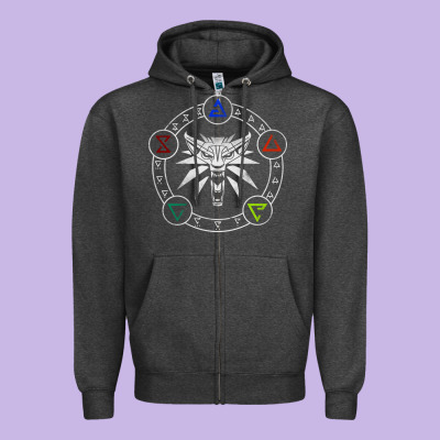 Camiseta Witcher Zipper Hoodie Designed By Artisfamous