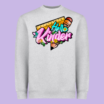 Hello Kinder Heavyweight Sweatshirt Designed By Jahusdesignshop