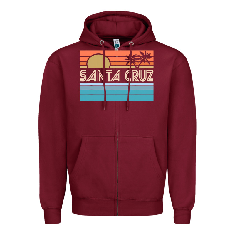 Santa C.r.u.z Cali Sunset 70s 80s Surfer Summer Sun Zipper Hoodie by artisFamous | Teevron