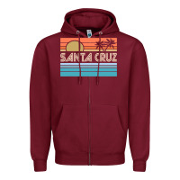 Burgundy santa c.r.u.z cali sunset 70s 80s surfer summer sun Zipper Hoodie - artisFamous