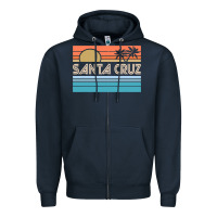 Navy santa c.r.u.z cali sunset 70s 80s surfer summer sun Zipper Hoodie - artisFamous