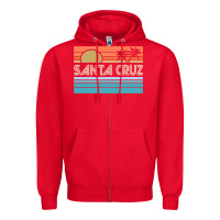 Red santa c.r.u.z cali sunset 70s 80s surfer summer sun Zipper Hoodie - artisFamous