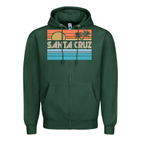 Sports Green santa c.r.u.z cali sunset 70s 80s surfer summer sun Zipper Hoodie - artisFamous