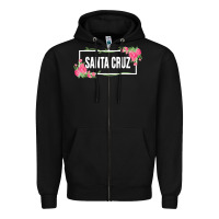 Santa C.r.u.z Cali  Floral Hibiscus Flower Zipper Hoodie | Teevron