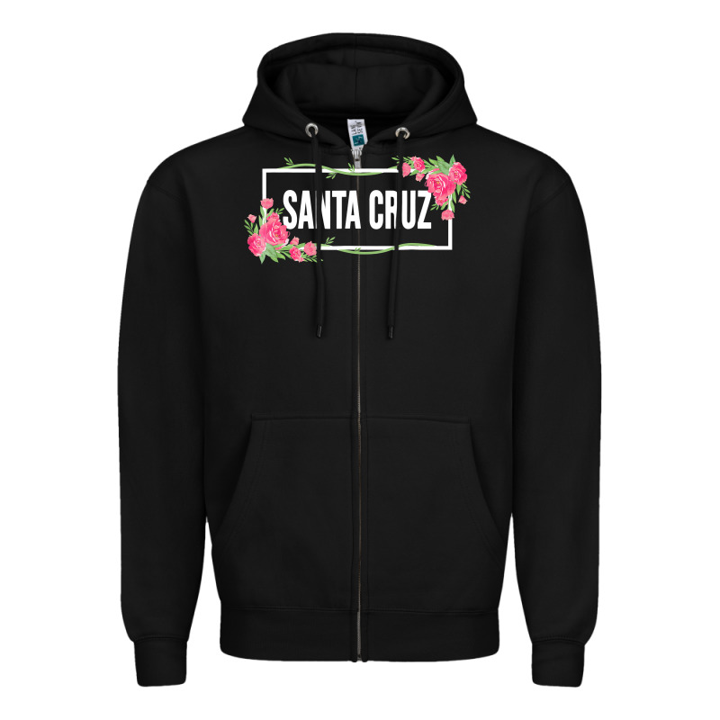 Santa C.r.u.z Cali  Floral Hibiscus Flower Zipper Hoodie by artisFamous | Teevron