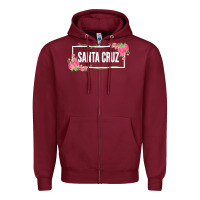 Burgundy santa c.r.u.z cali  floral hibiscus flower Zipper Hoodie - artisFamous
