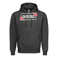 Charcoal Heather santa c.r.u.z cali  floral hibiscus flower Zipper Hoodie - artisFamous