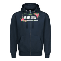 Navy santa c.r.u.z cali  floral hibiscus flower Zipper Hoodie - artisFamous
