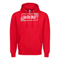 Red santa c.r.u.z cali  floral hibiscus flower Zipper Hoodie - artisFamous