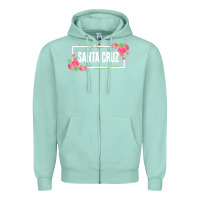 Seafoam santa c.r.u.z cali  floral hibiscus flower Zipper Hoodie - artisFamous