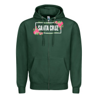 Sports Green santa c.r.u.z cali  floral hibiscus flower Zipper Hoodie - artisFamous