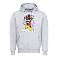 Heather Grey macho mouse Zipper Hoodie - artisFamous