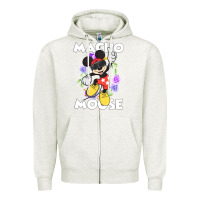 Oatmeal Heather macho mouse Zipper Hoodie - artisFamous