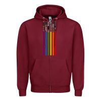 Burgundy rainbow lightsaber Zipper Hoodie - artisFamous