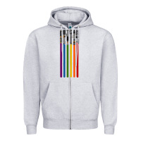 Heather Grey rainbow lightsaber Zipper Hoodie - artisFamous