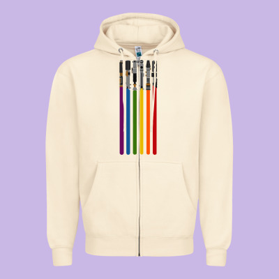 Rainbow Lightsaber Zipper Hoodie Designed By Artisfamous