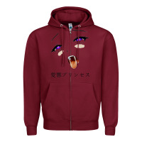 Burgundy ahegao face girl Zipper Hoodie - artisFamous