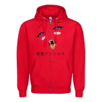 Red ahegao face girl Zipper Hoodie - artisFamous