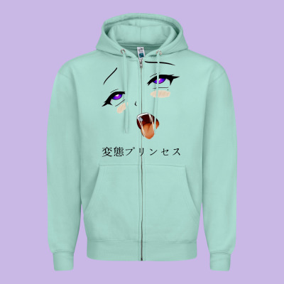 Ahegao Face Girl Zipper Hoodie Designed By Artisfamous