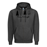 Charcoal Heather merry and bright Zipper Hoodie - artisFamous