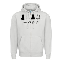 Dove Grey merry and bright Zipper Hoodie - artisFamous