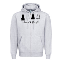 Heather Grey merry and bright Zipper Hoodie - artisFamous